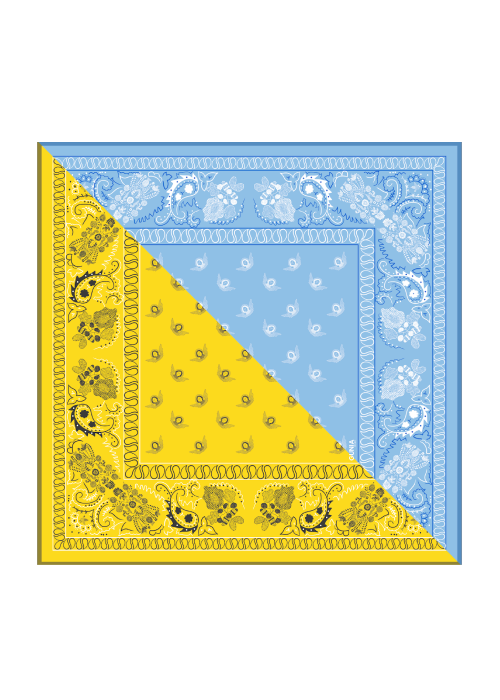 Silk bandana blue-yellow
