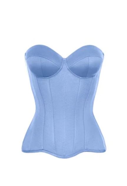 Blue jeans satin corset with cups