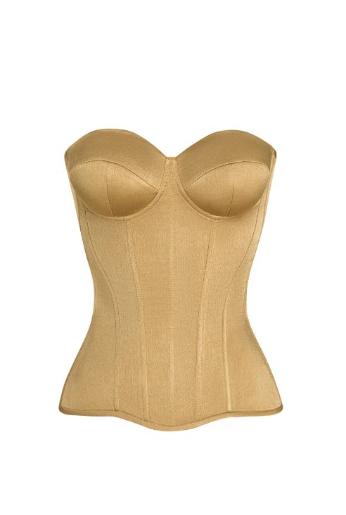 Gold satin corset with cups