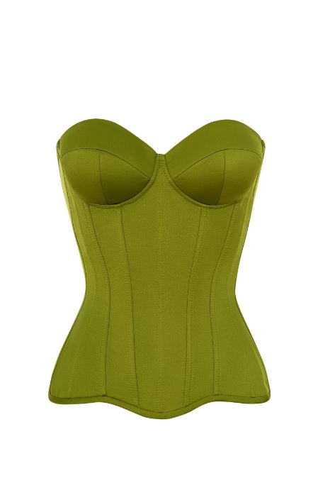 Olive satin corset with cups
