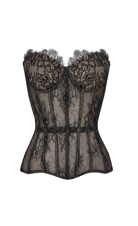 Lace black corset with cups