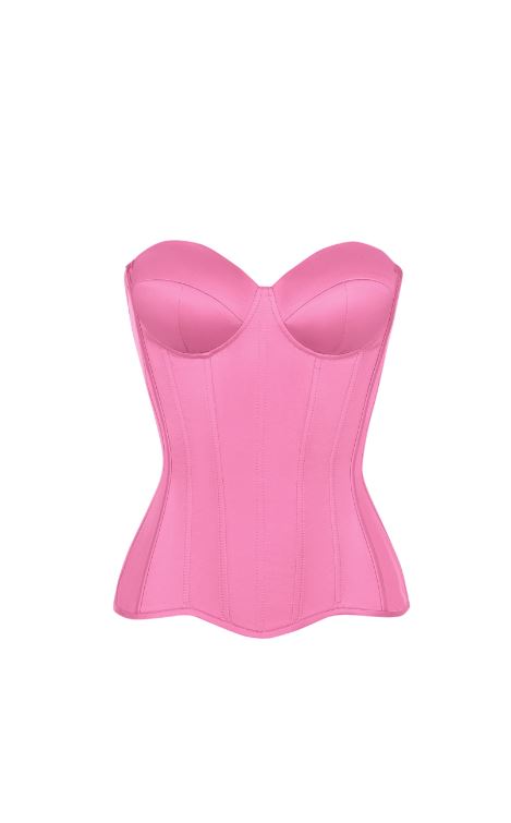 Pink satin corset with cups