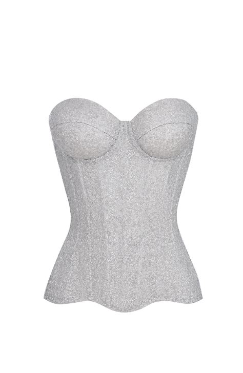 Silver sequined corset with cups