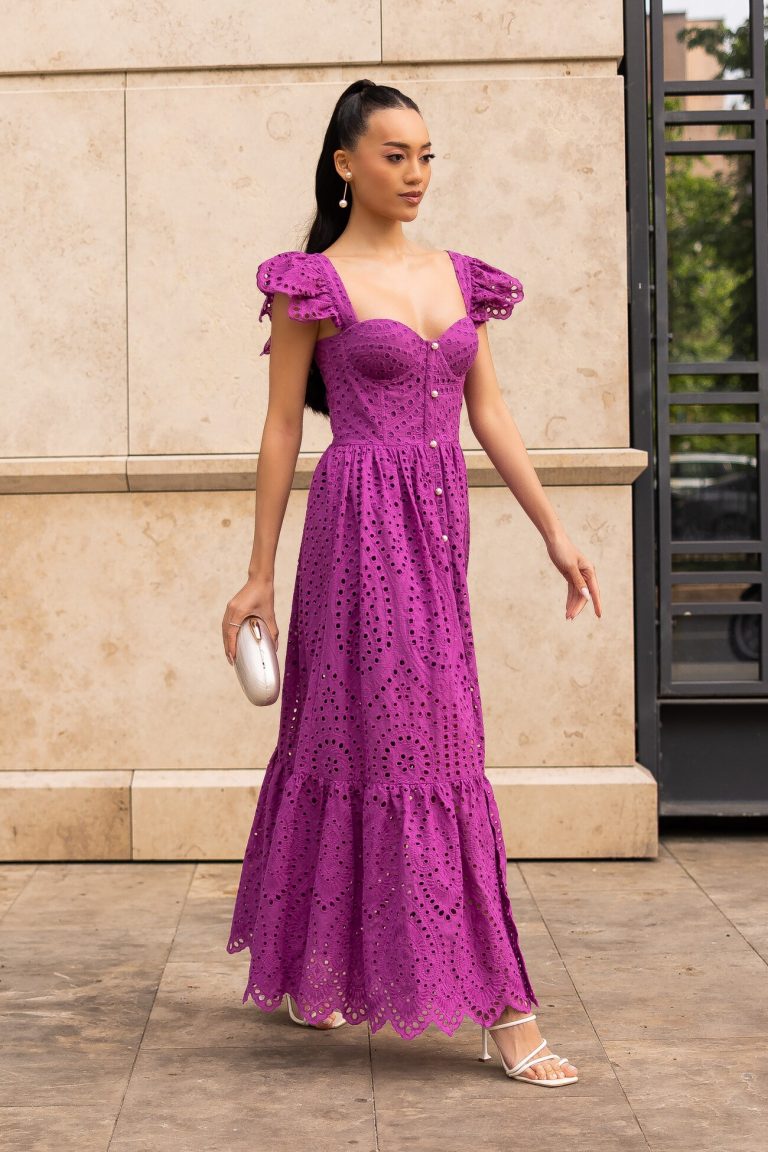 Cotton long sarafan with embroidery