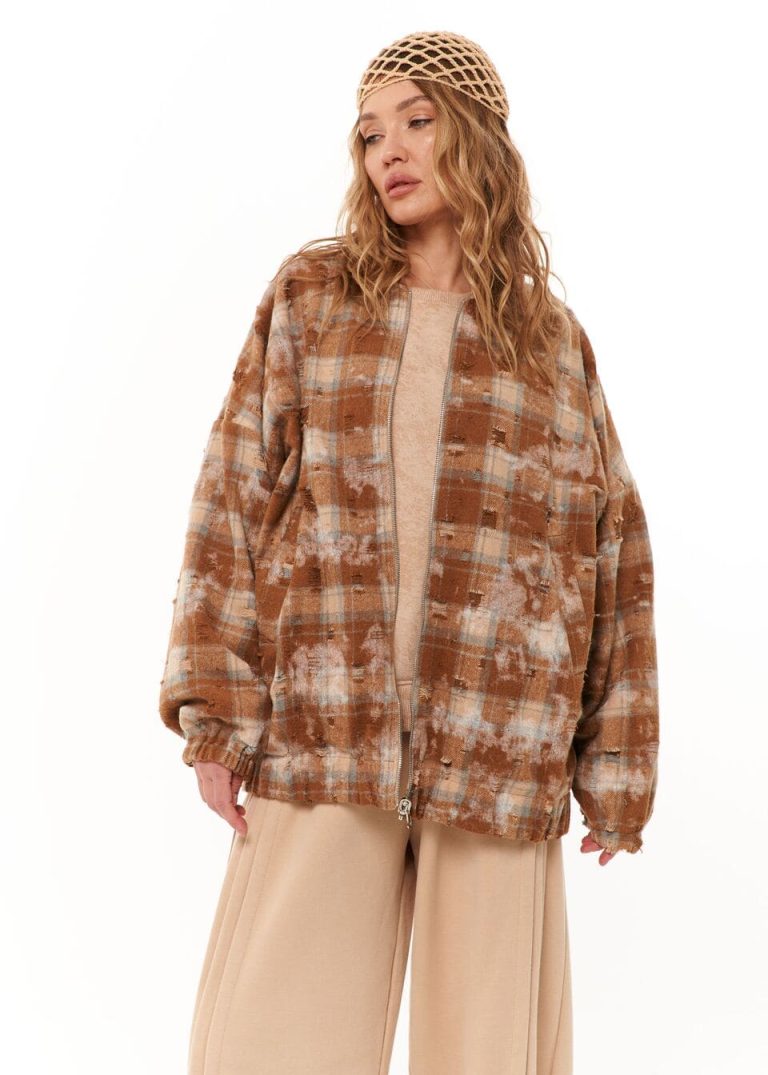 Reversible Bomber Jacket with Distressed Fleece