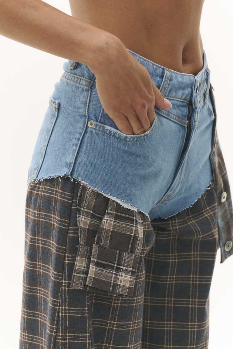 Extra denim and flannel trousers, brown/blue