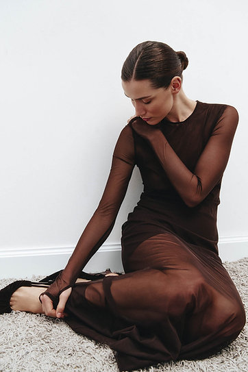 Brown long lined dress