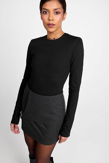 Black longsleeve with shoulder pads and reliefs