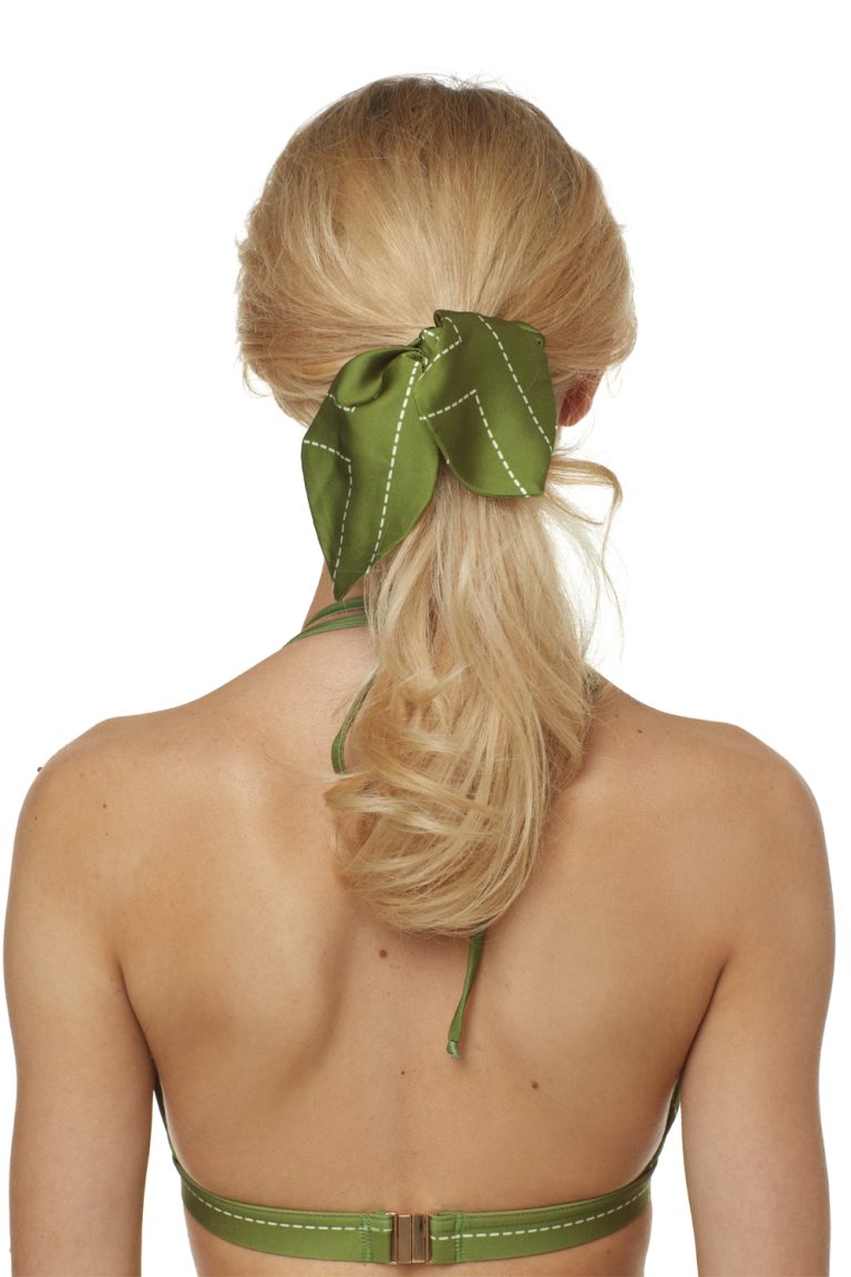 Elastic band on the head with a bow, Artificial Silk, "Madeira" print