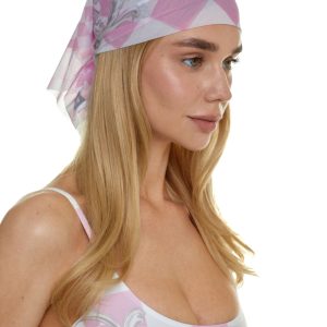 Headscarf, mesh, "Versailles Rose" print, 60x60