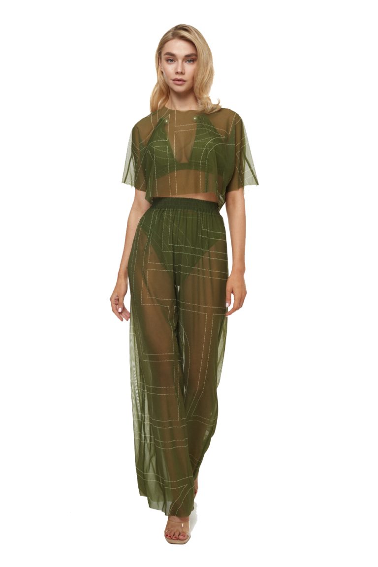 Pants, mesh, "Madeira" print