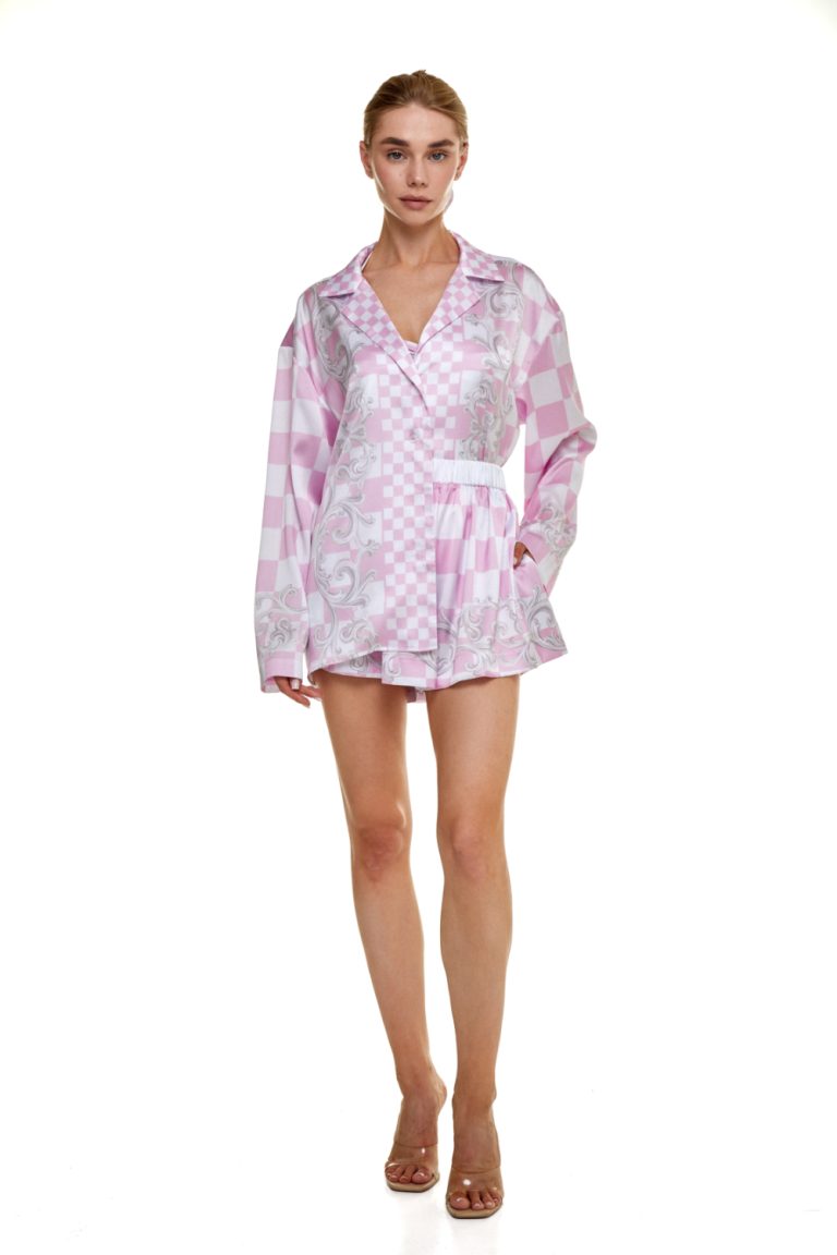 Shirt, Artificial Silk, "Versailles Rose" print