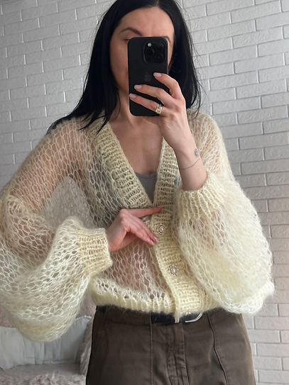 Cardigan "INHALE" butter yellow