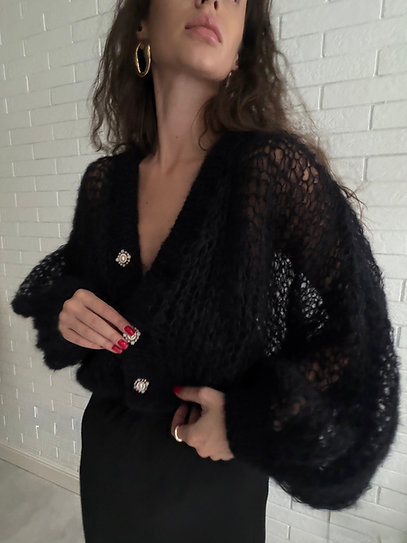 Cardigan "INHALE" black