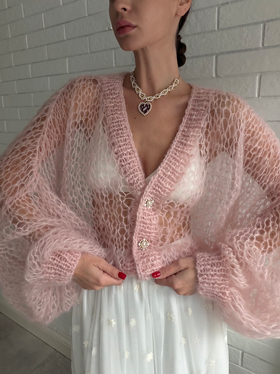 Cardigan "INHALE" rose