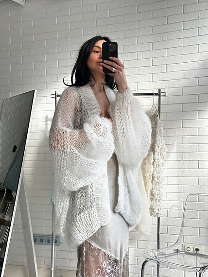Cardigan RITA MAXI white