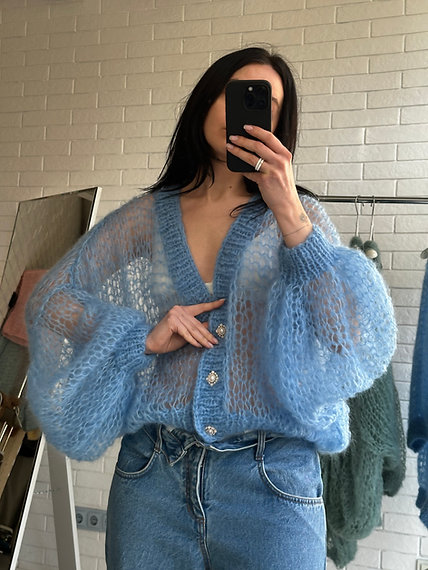 Cardigan "INHALE" blue sky