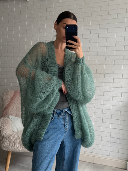 Cardigan RITA MAXI tarragon