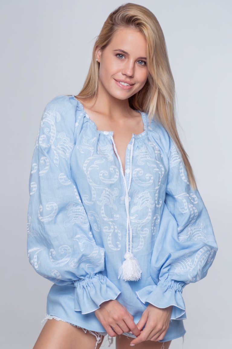 Embroidered shirt "Transparency" blue