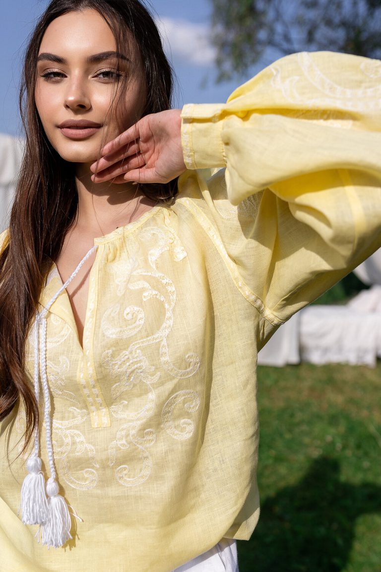 Embroidered shirt "Transparency" yellow