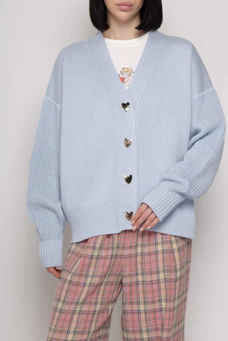 Plain blue cotton cardigan