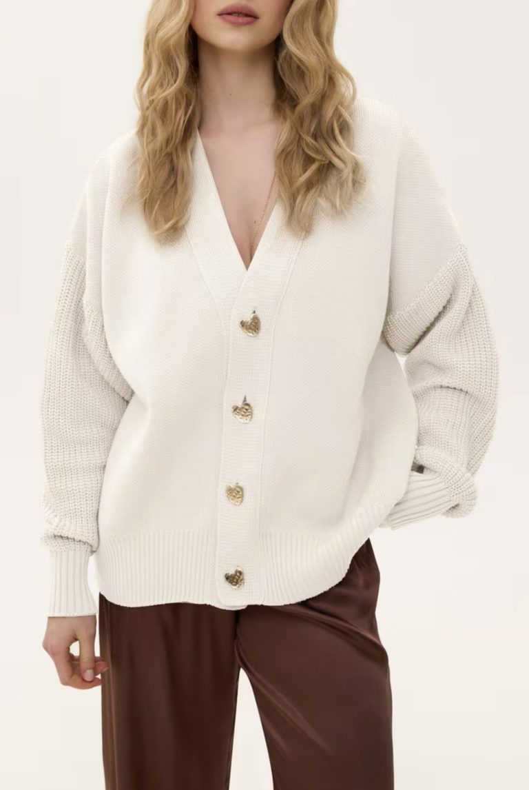 Plain milky cotton cardigan