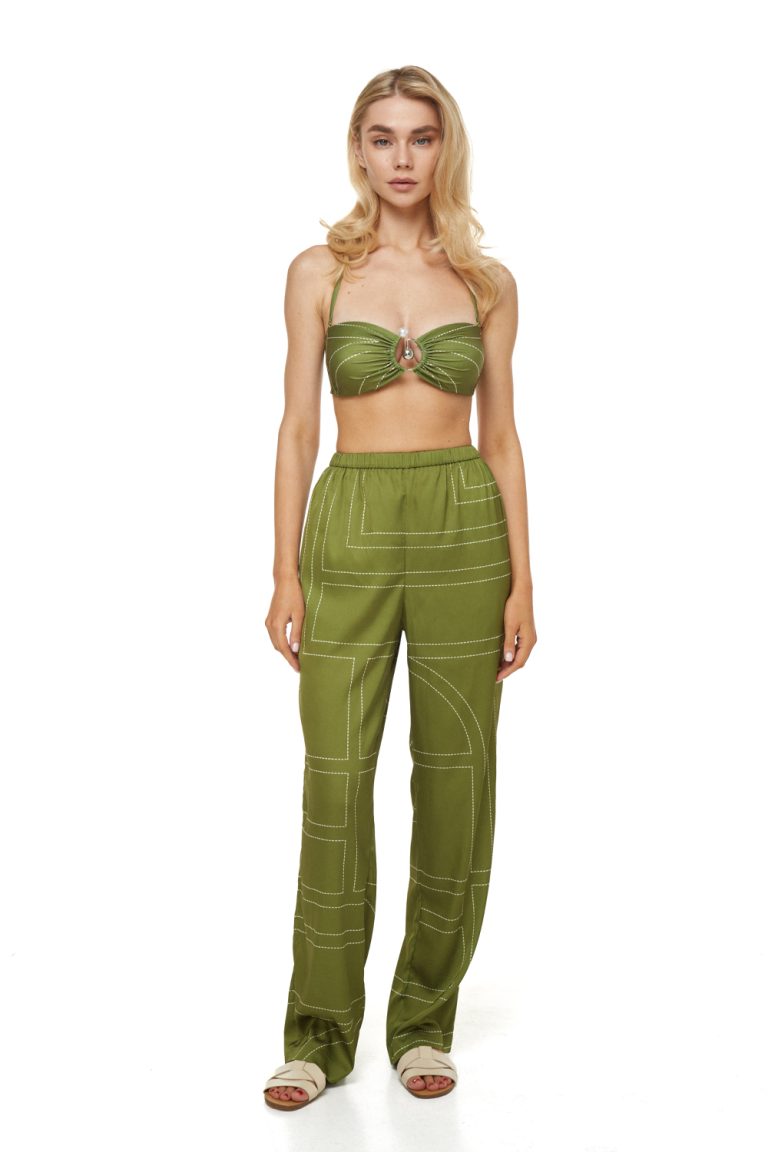 Pants, Artificial Silk, "Madeira" print