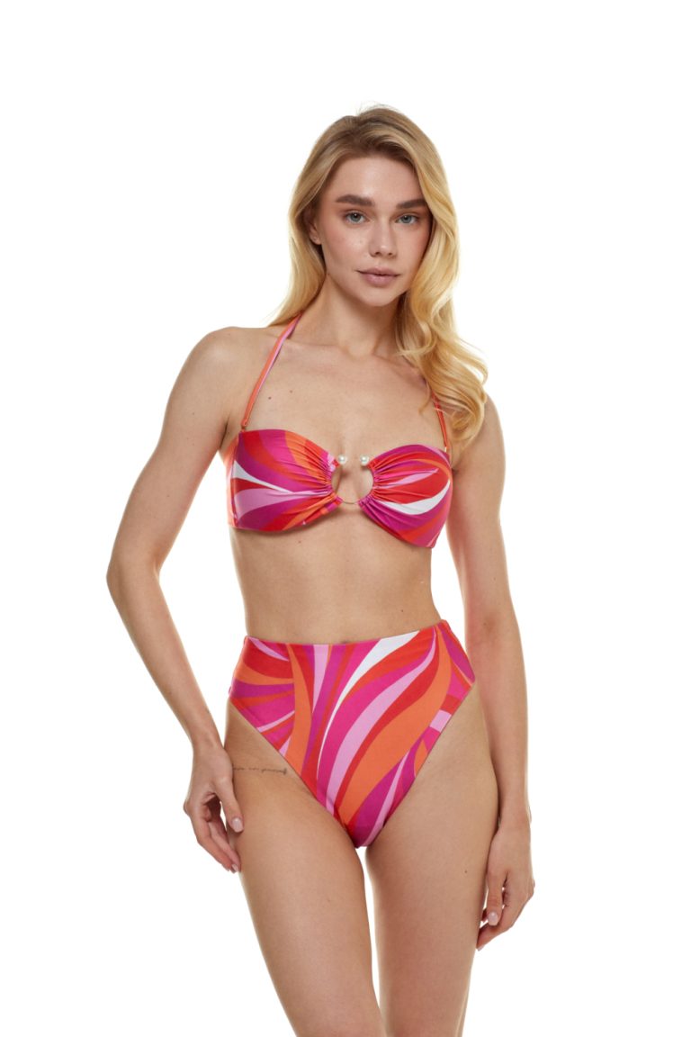 High leg bikini briefs with "La Linia Viva" print