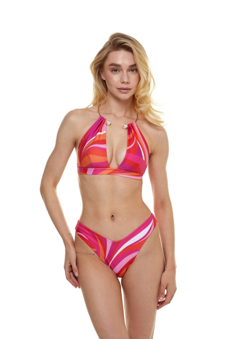 V bikini briefs with "La Linia Viva" print