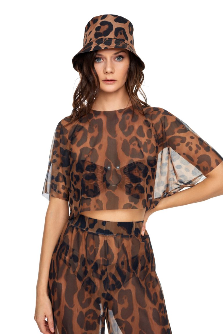 Top, mesh, "Leopard" print