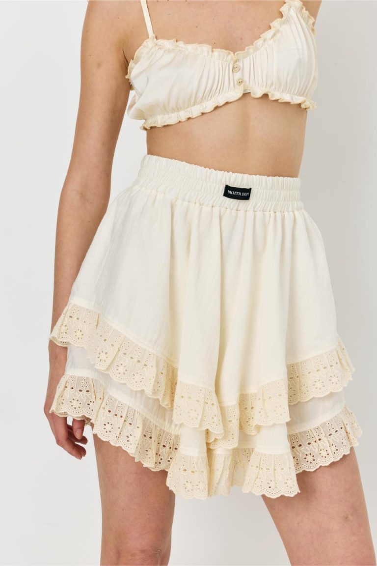 Cotton skirt with lace, baked milk